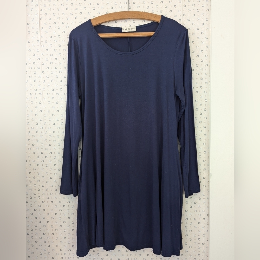 💙 Lagenlook Top L long sleeves Soft comfy Loose fit minimalist Larace